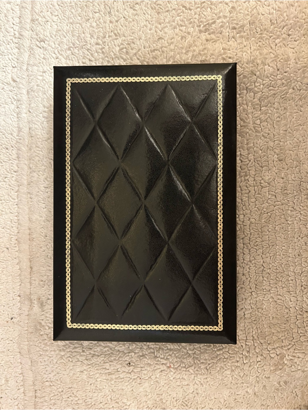 SWANK Brown Quilted Mens Jewelry Box with Gold Chain Border